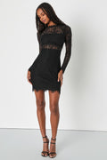Appetite for Seduction Black Lace Long Sleeve Dress