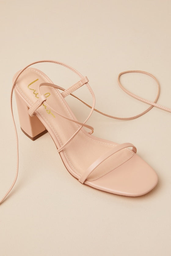 Aribaa Light Nude Lace-Up High Heel Sandals
