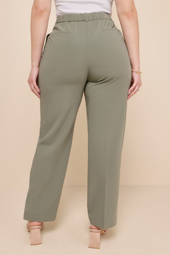 Sophisticated Company Sage Green Straight Leg Trouser Pants