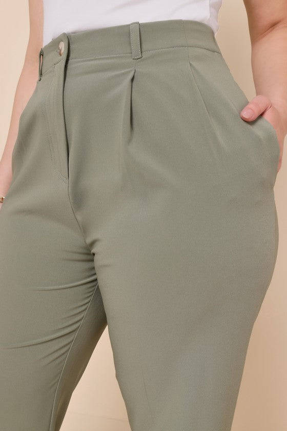 Sophisticated Company Sage Green Straight Leg Trouser Pants
