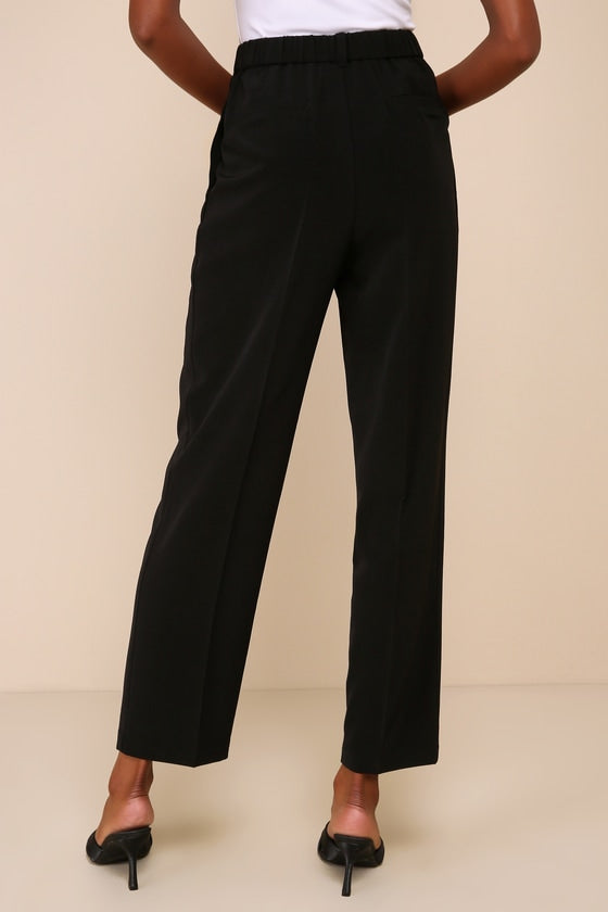 Sophisticated Company Black Straight Leg Trouser Pants