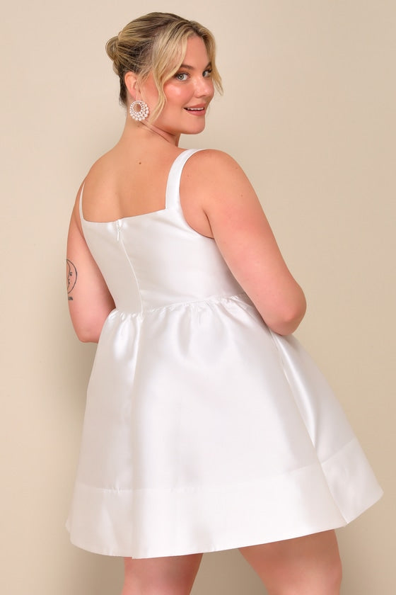 Bubbly Love White Taffeta Corset Mini Dress