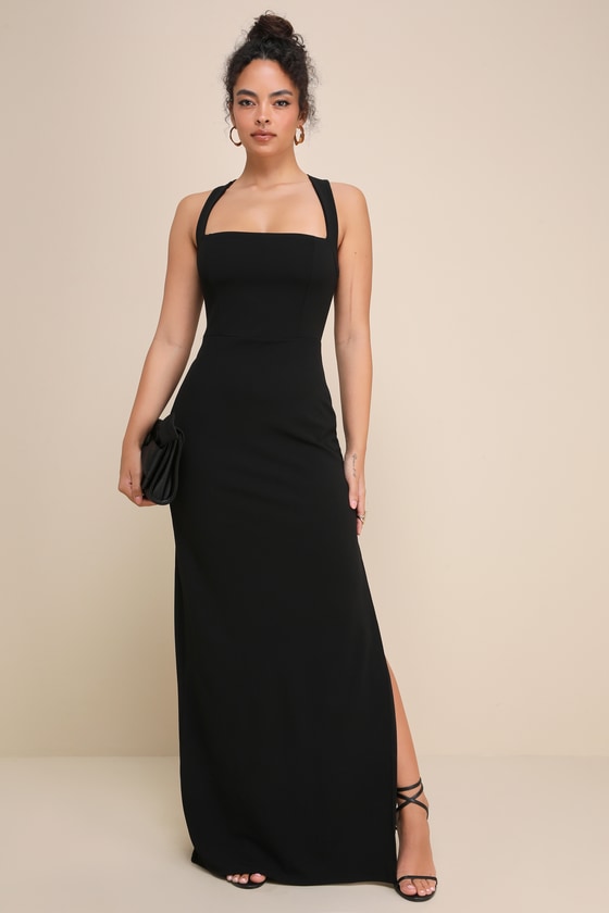 Glamorous Dedication Black Sleeveless Column Maxi Dress