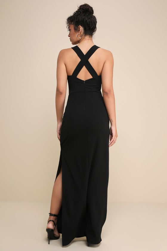 Glamorous Dedication Black Sleeveless Column Maxi Dress