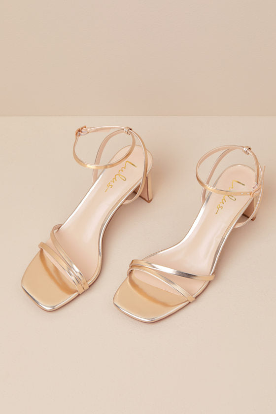 Loxley Gold Ankle Strap High Heel Sandals