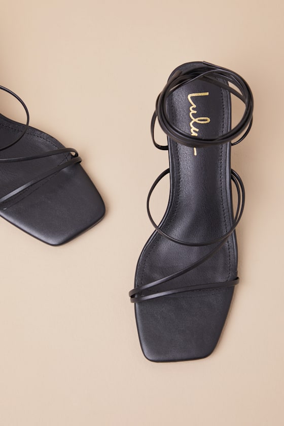 Aliah Black Lace-Up High Heel Sandals