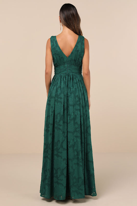 Sweet Sophistication Green Burnout Floral Maxi Dress