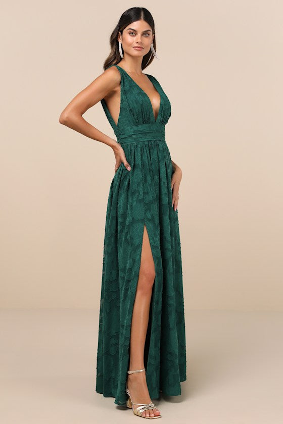 Sweet Sophistication Green Burnout Floral Maxi Dress