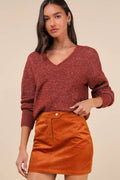Perfected Cuteness Rust Orange Corduroy High-Rise Mini Skirt
