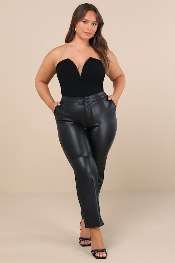 Open Minded Black Vegan Leather Pants