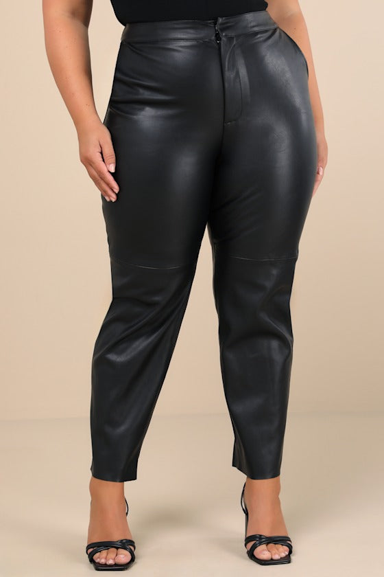 Open Minded Black Vegan Leather Pants