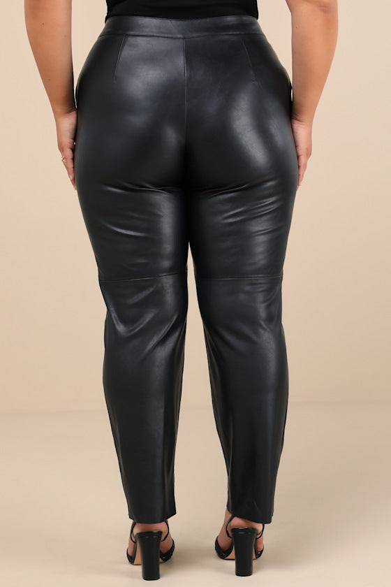 Open Minded Black Vegan Leather Pants