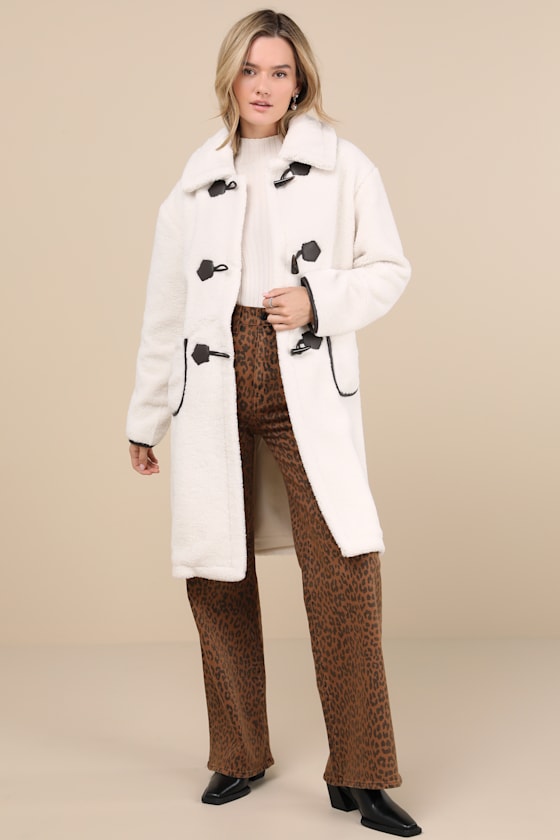 Berber Cream Shearling Collared Toggle Coat