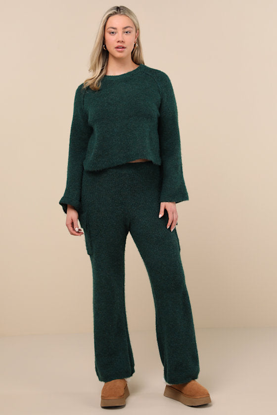 Signature Sunday Dark Green Knit Sweater Pants