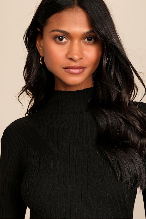 Crawford Black Long Sleeve Mock Neck Bodysuit