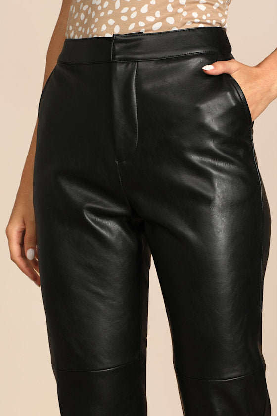 Open Minded Black Vegan Leather Pants