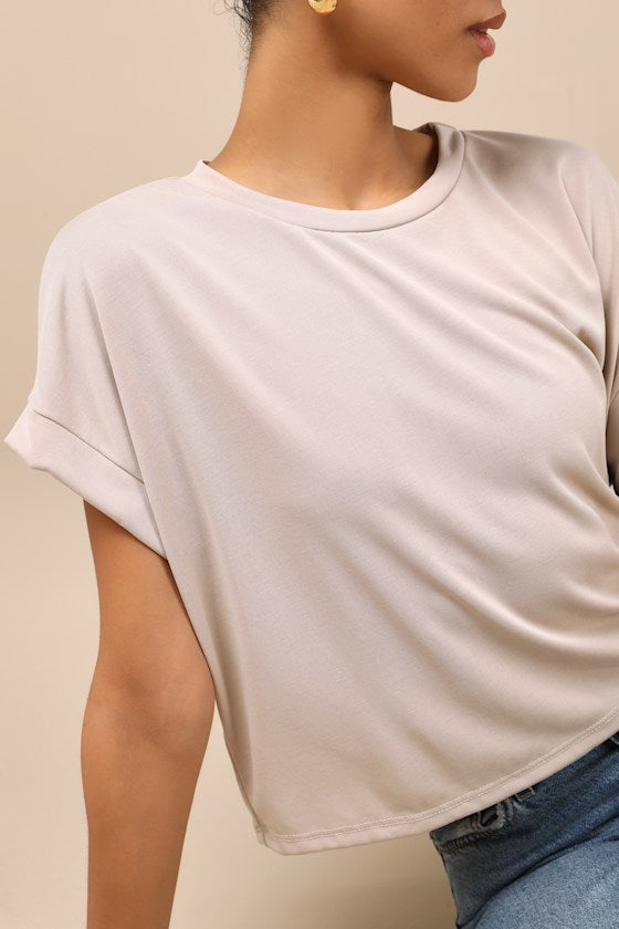 Cool Instincts Beige Short Sleeve Top