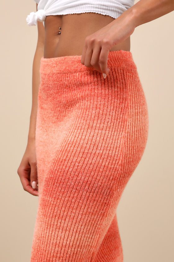 Impressively Popular Orange Ombre Knit Midi Skirt
