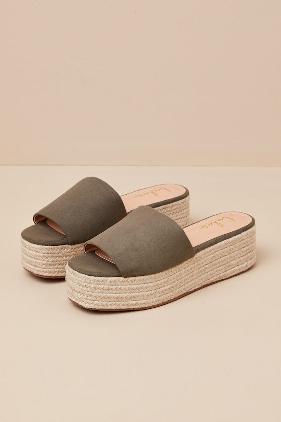 O'Ahu 2 Green Suede Espadrille Platforms