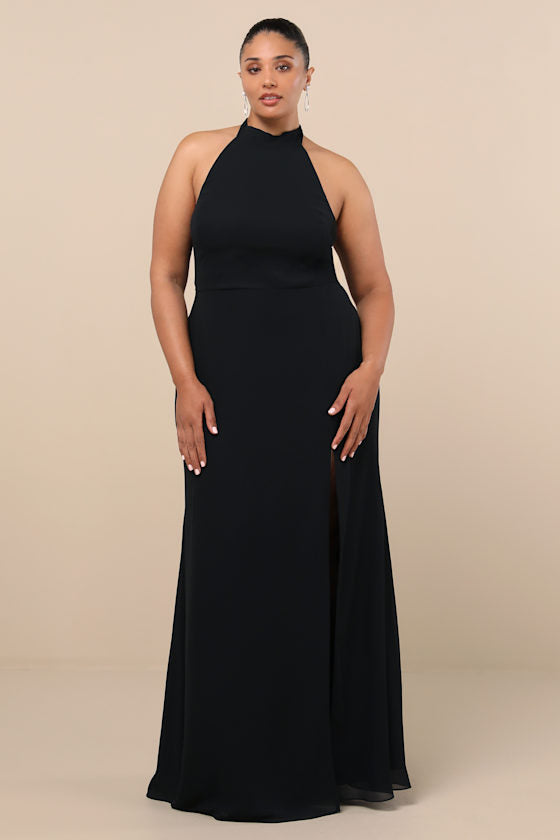 Captured Your Heart Black Halter Maxi Dress