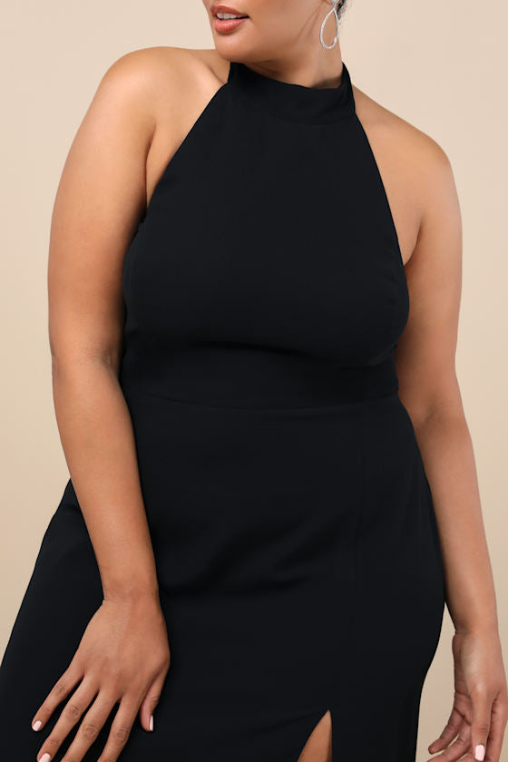 Captured Your Heart Black Halter Maxi Dress