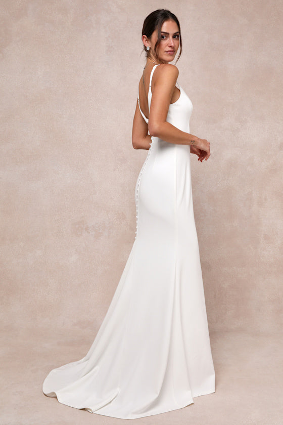 Feeling of Forever White Sleeveless Mermaid Maxi Dress