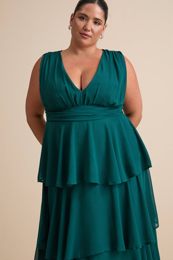Amazing Evening Hunter Green Tiered Maxi Dress