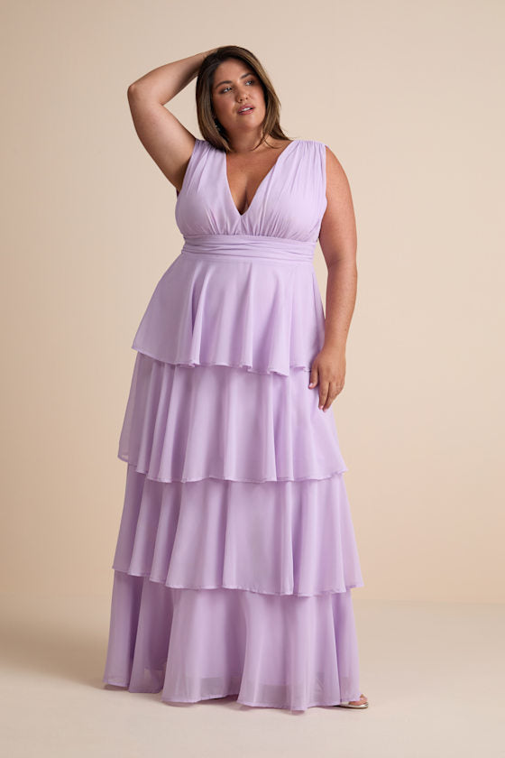 Amazing Evening Lavender Tiered Maxi Dress