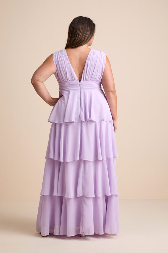 Amazing Evening Lavender Tiered Maxi Dress