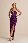 Shimmering RSVP Shiny Magenta Lurex Strapless Maxi Dress