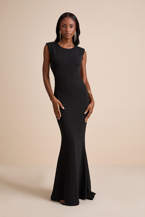 Captivating Perfection Black Backless Sleeveless Maxi Dress