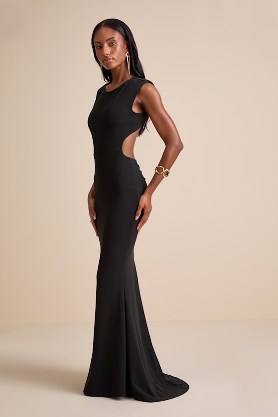 Captivating Perfection Black Backless Sleeveless Maxi Dress