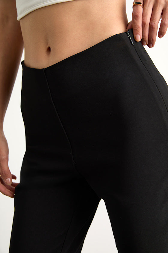 Rinely Black Low-Rise Split Flare Pants