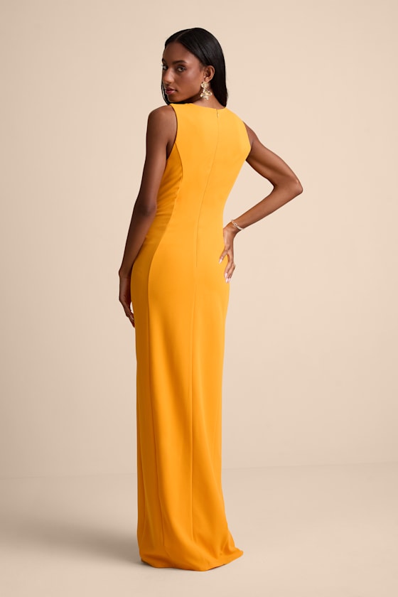 Sabrina Golden Yellow Cutout Sleeveless Maxi Dress