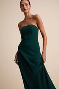 Compelling Style Emerald Strapless A-Line Maxi Dress