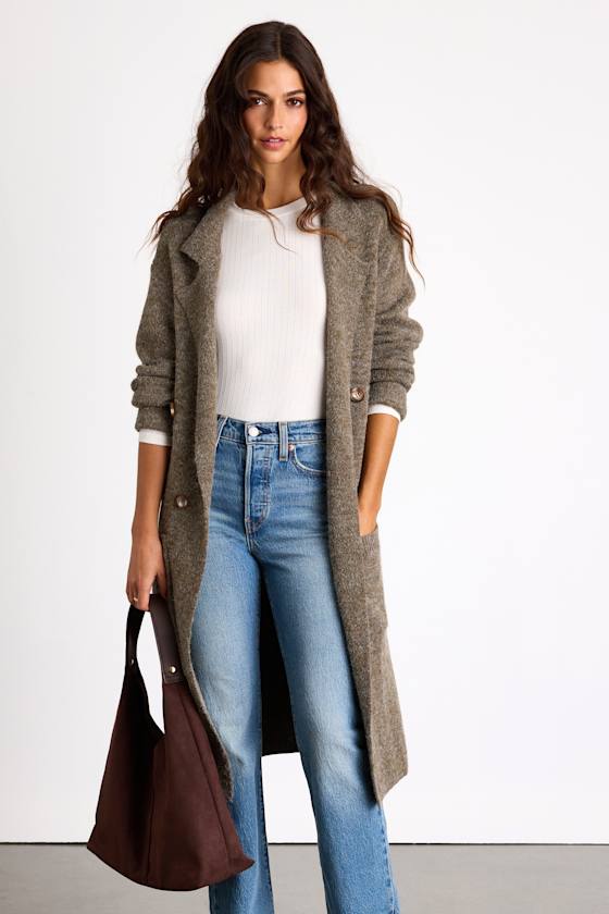Cuddle Club Olive Marled Long Sleeve Coatigan