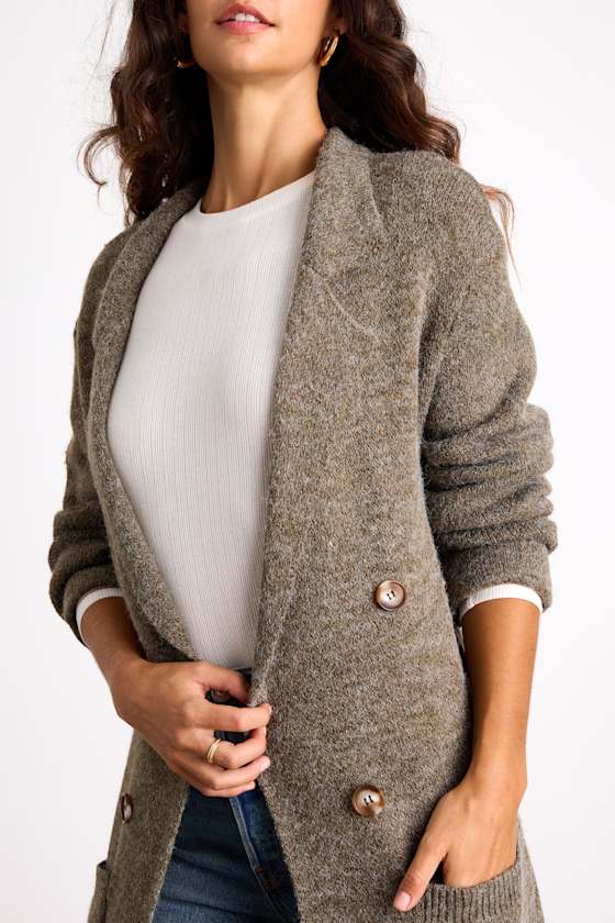 Cuddle Club Olive Marled Long Sleeve Coatigan
