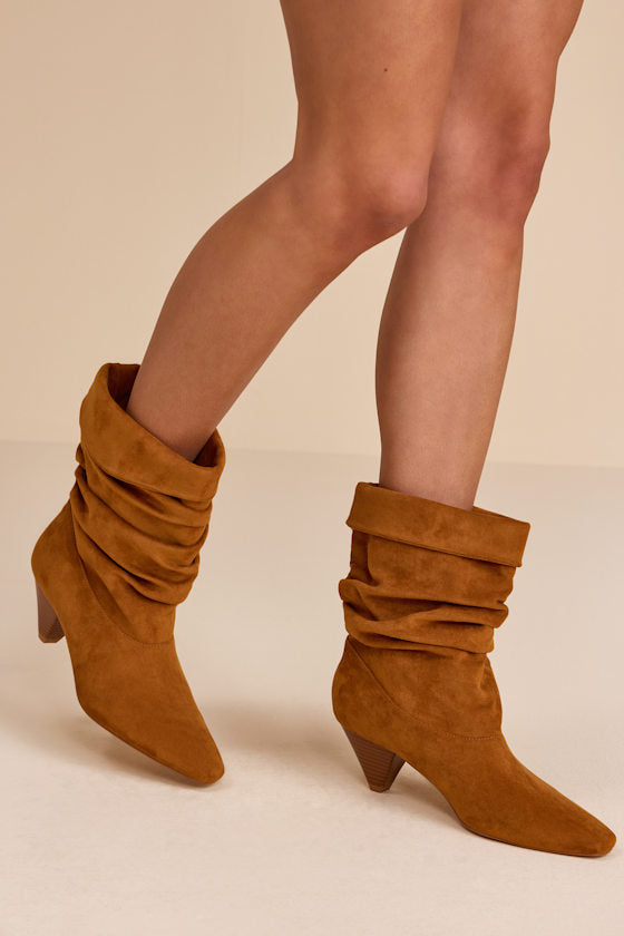 Carrie Tan Suede Slouchy Mid-Calf Boots