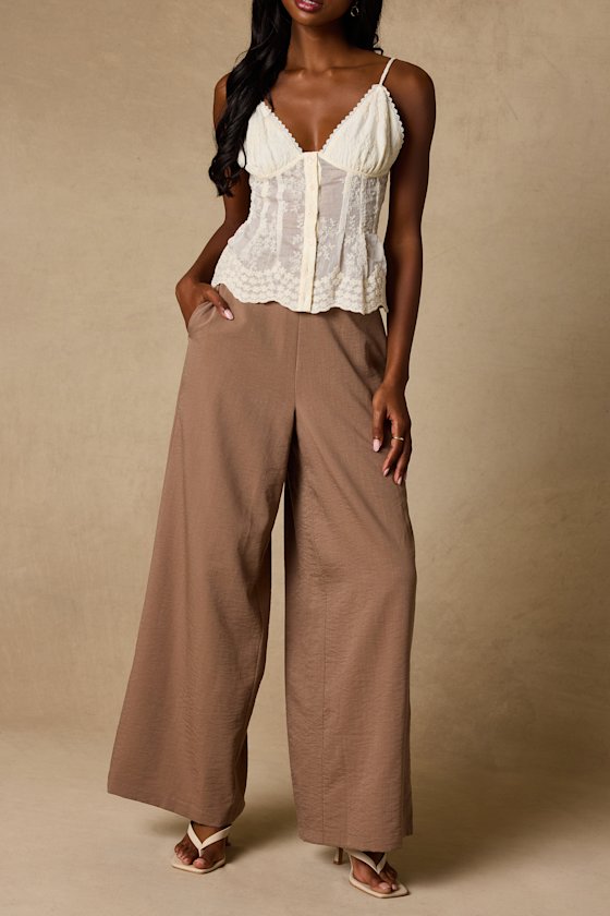 Cooper Light Brown Wide-Leg Pants