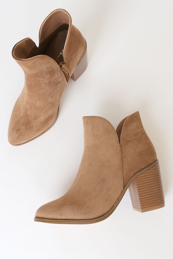 Martella Tan Suede Ankle Booties