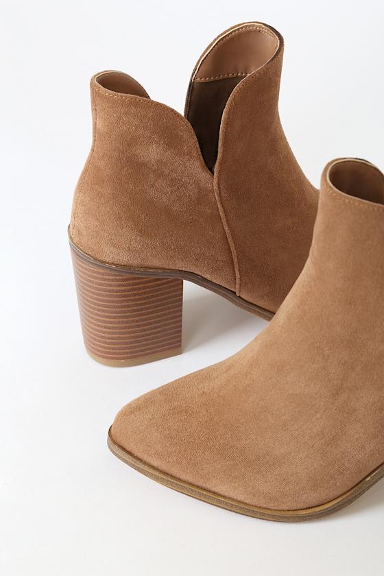 Martella Tan Suede Ankle Booties