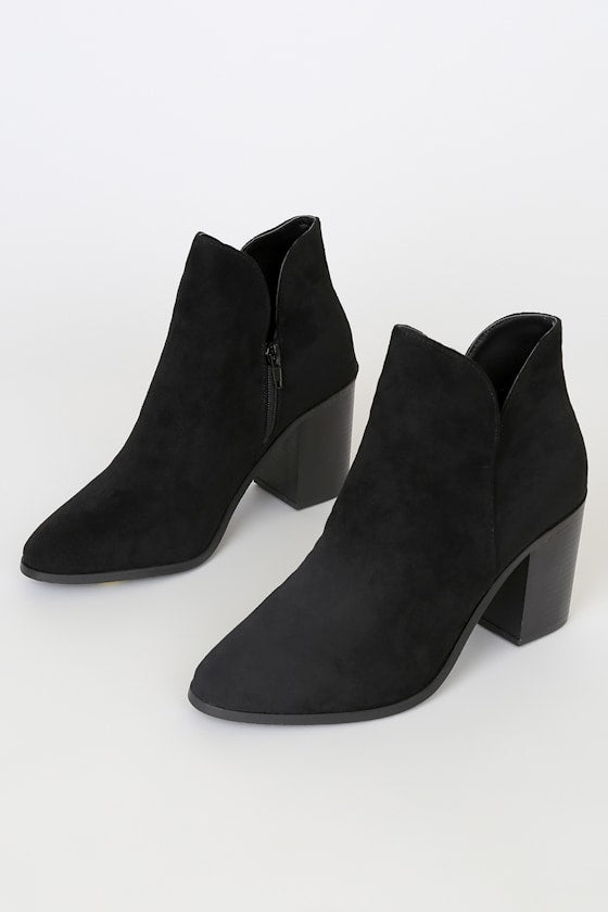 Martella Black Suede Ankle Booties