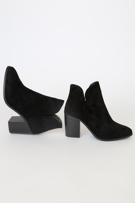 Martella Black Suede Ankle Booties