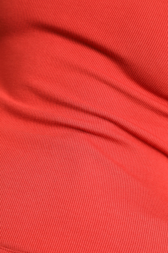 Got My Back Rust Orange Long Sleeve Backless Top