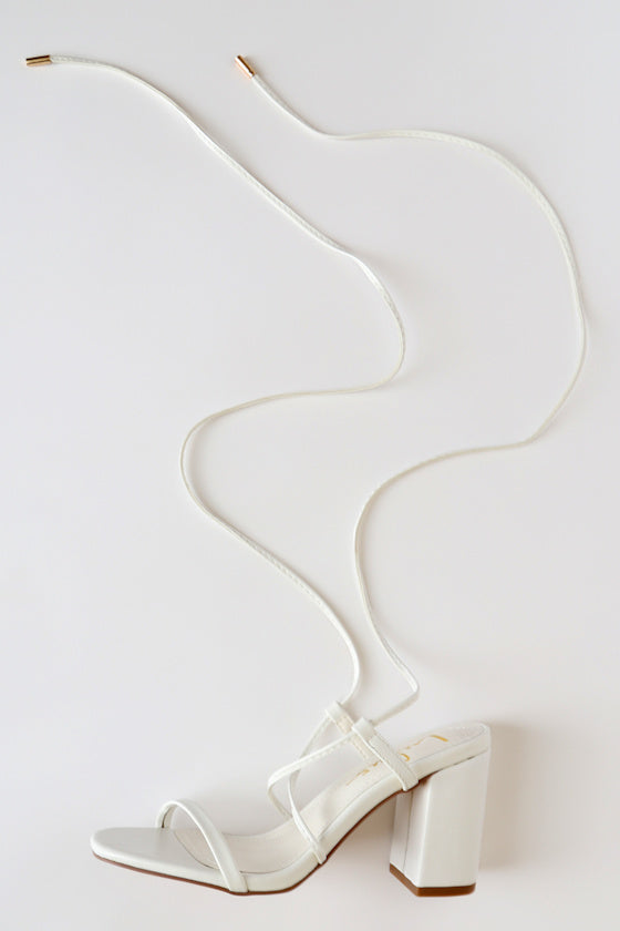 Aribaa White Lace-Up High Heel Sandals