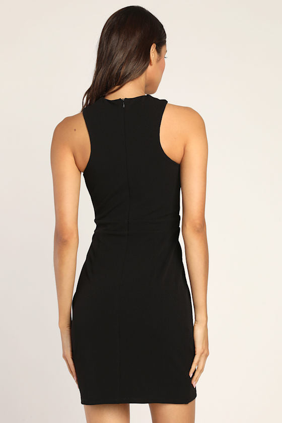 Headed to Cocktail Hour Black Halter Tulip Mini Dress